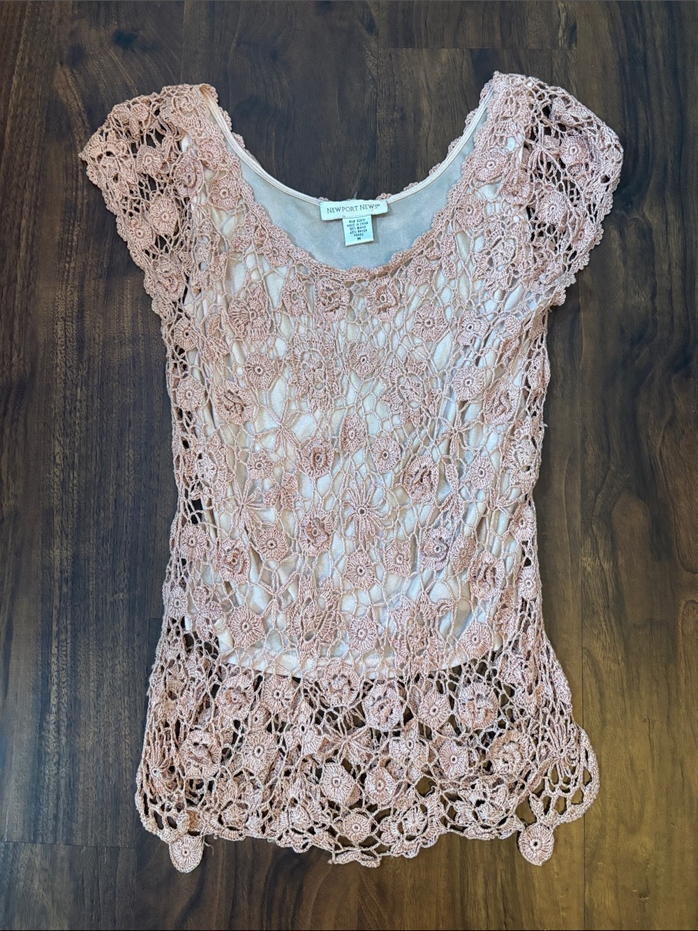 Newport News Blush Pink Crochet Top